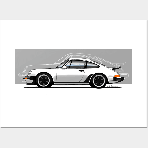 My drawing of the iconic German sports car (for dark backgrounds) Wall Art by jaagdesign